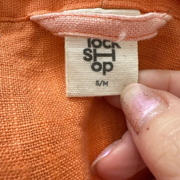 Block Shop Textiles Dot Dash Robe in Apricot 100% Linen size S/M - Picture 5 of 10